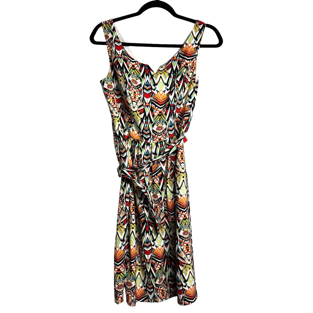ALYX Dress Women's 6 Colorful Tribal w/ Belt Geometric Career Wedding Classic